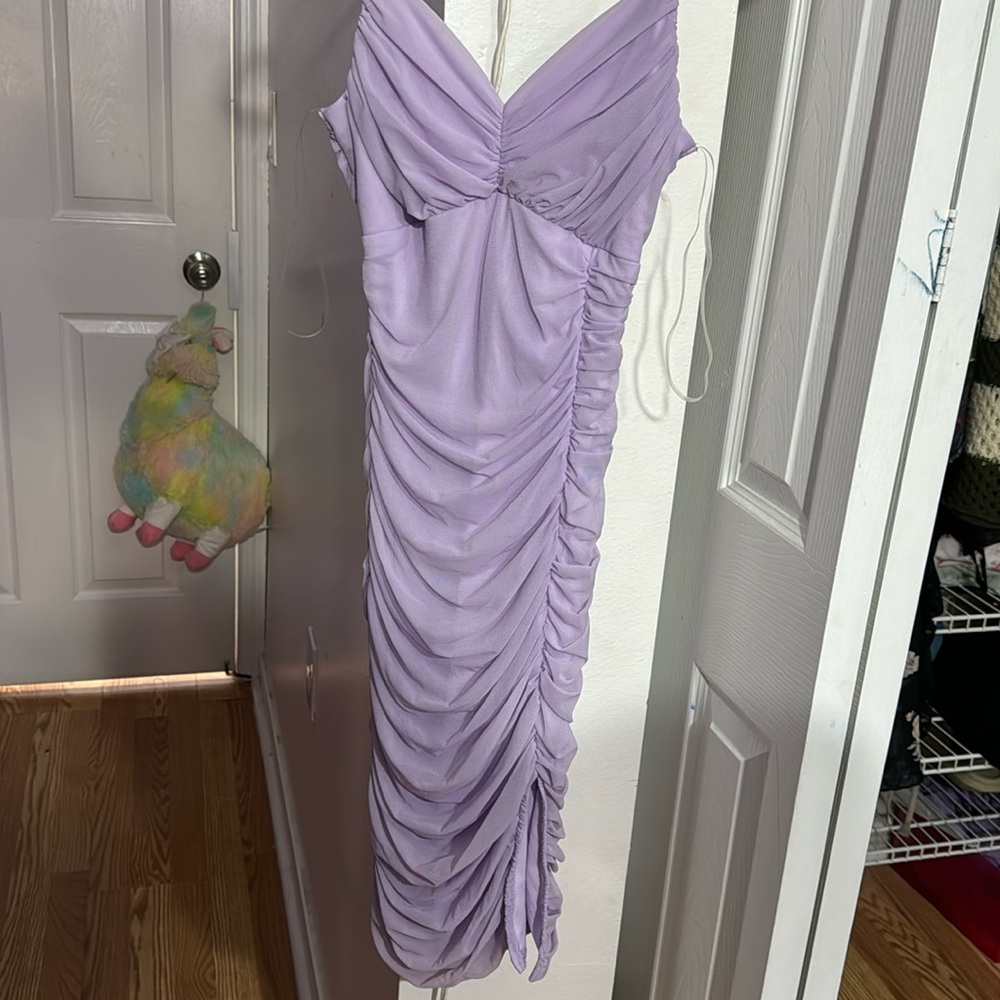 Privy, light purple dress, body con